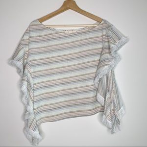Cooper and Ella Pastel Stripe Poncho Fringe Top